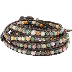 Layered Leather Bracelet, Rivet Leopard Print Bohemian Multilayer Wrap Bracelet
